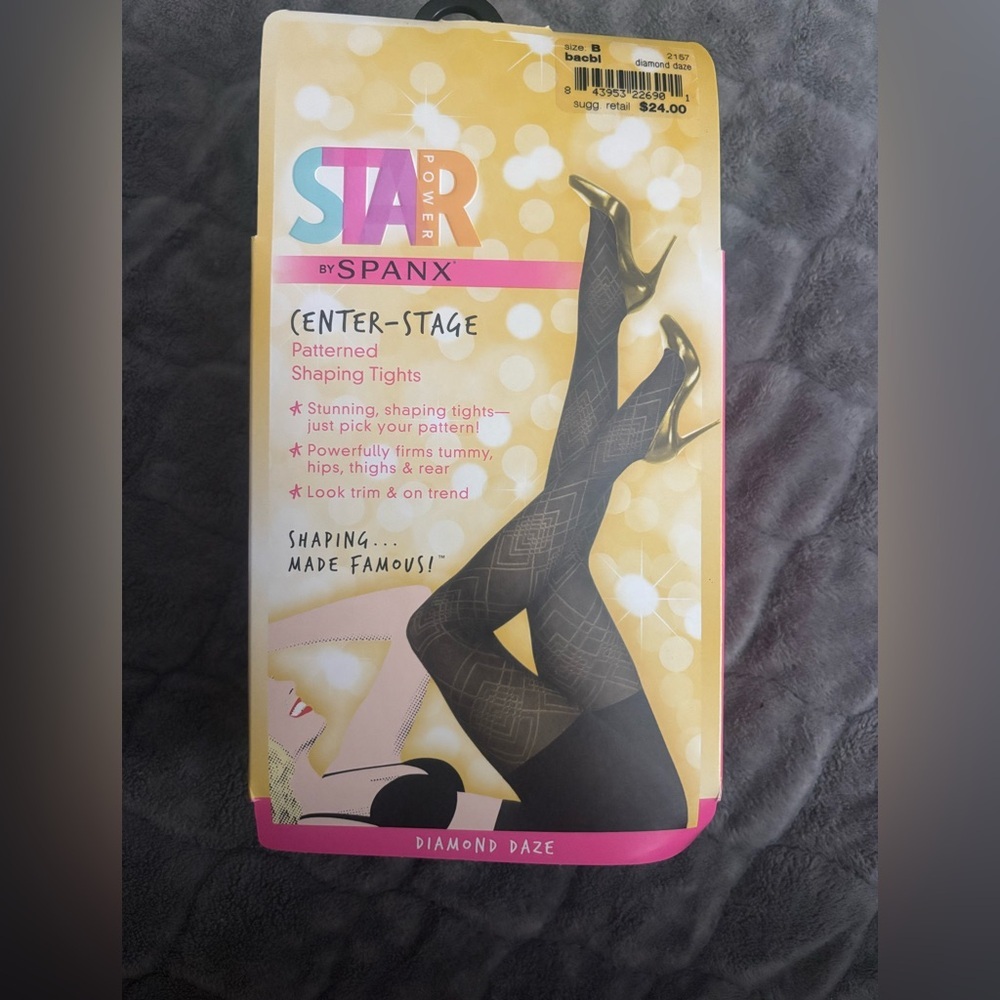 SPANX Black Patterned Shaping Tights S/M